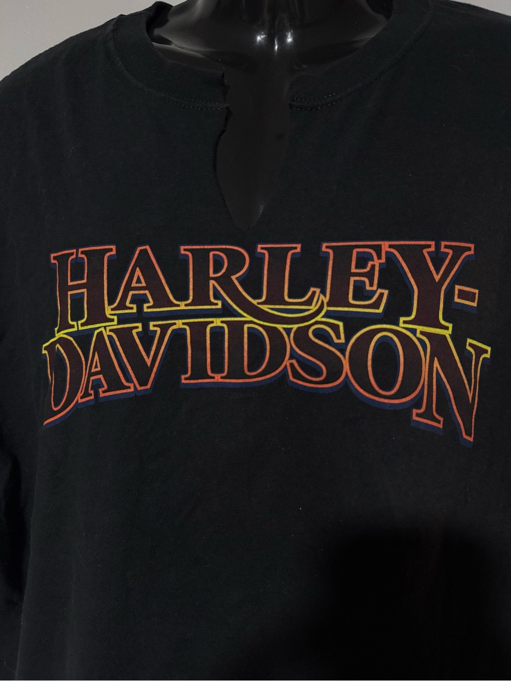Harley-Davidson Black Tee with Orange and Yellow Logo - Picture 2 of 4